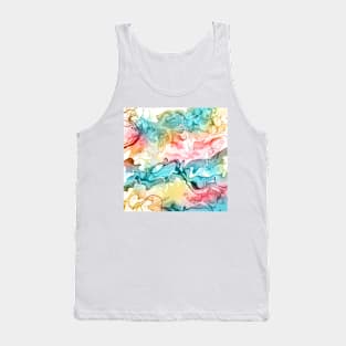 Alcohol Ink swirl - Turquoise &amp; pink Tank Top